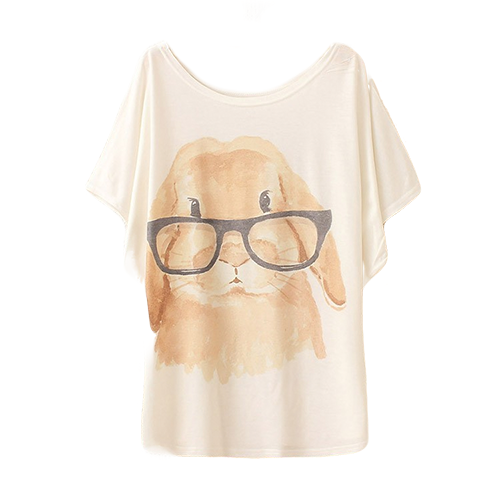 t-shirt konijn met bril