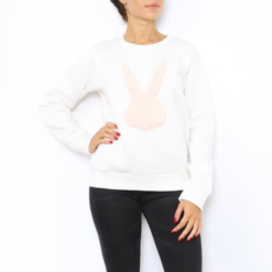 witte sweater roze konijn